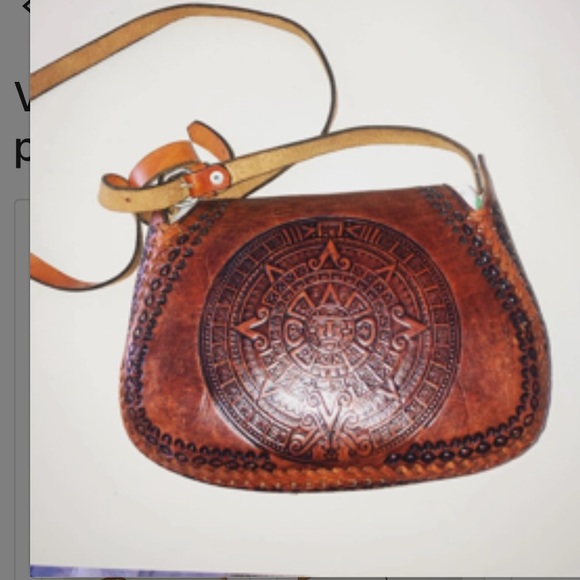 Vintage 1970s flower leather tool bag - Picture 2 of 2